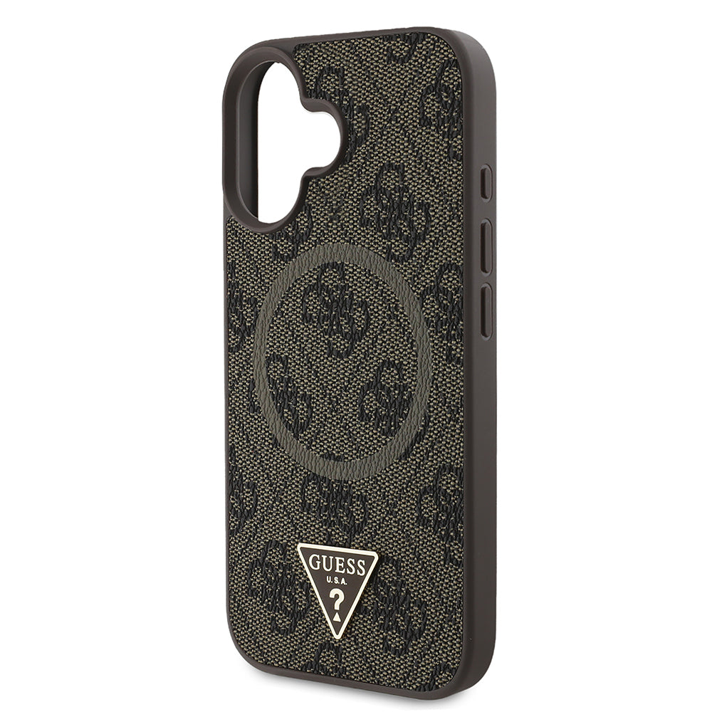 Guess iPhone 16 Orjinal Lisanslı Magsafe Şarj Özellikli PU Üçgen Logo 4G Desenli Telefon Kılıfı-5 Guess iPhone 16 Orjinal Lisanslı Magsafe Şarj Özellikli PU Üçgen Logo 4G Desenli Telefon Kılıfı-5